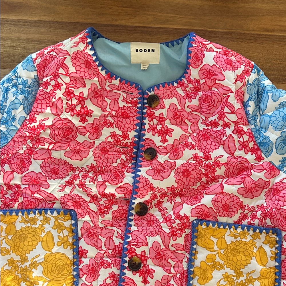 Boden Multicolor Floral Quilted Jacket
